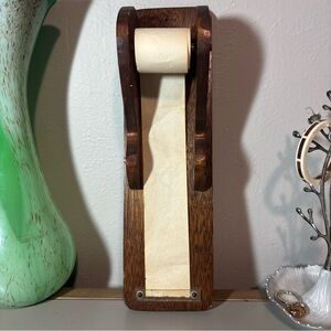 Vintage Wood Note Taker Roll Paper Holder Grocery List Wall Hanging Granny Chic